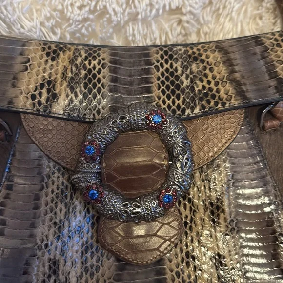 NWOT Sharif Snakeskin and Fur Handbag - Picture 3 of 4
